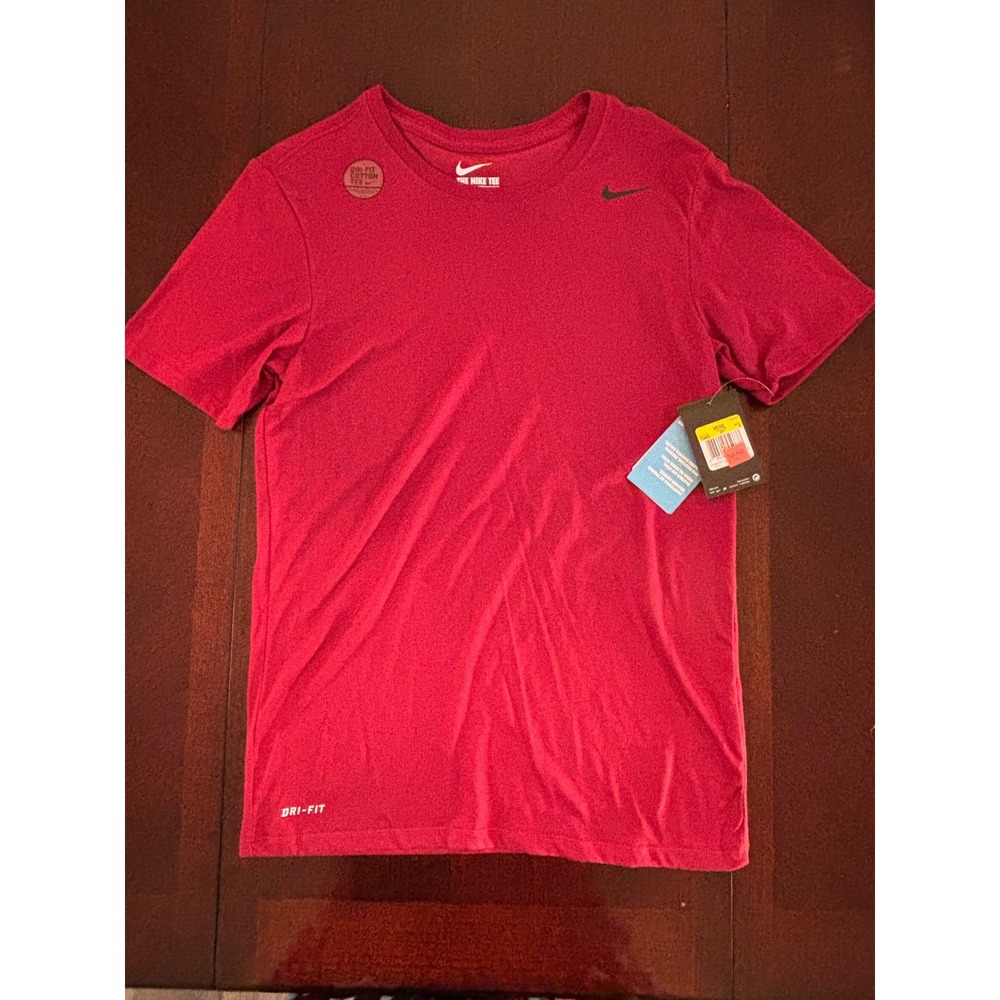 Nike Dri-FIT Cotton Tee Mens Small Red Short Sleeve Athletic Cut Training Shirt